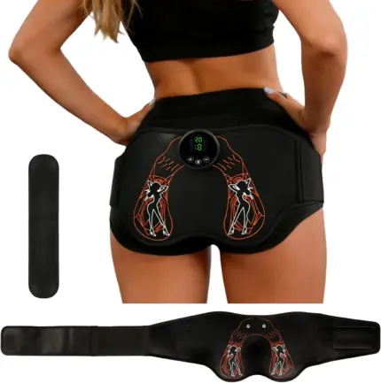 EMS Glute Muscle Stimulator Belt Butt Lifting & Muscle Toner Machine | Reusable Water-Activated Pads, Wireless Remote Control, Home Use Electrical Stimulation Device for Women & Men